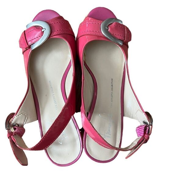 Franco Sarto Patent Leather Peep Toe Slingback Wedges size 6 - Picture 5 of 9